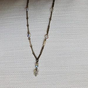 Old school crystal look and gold tone necklace